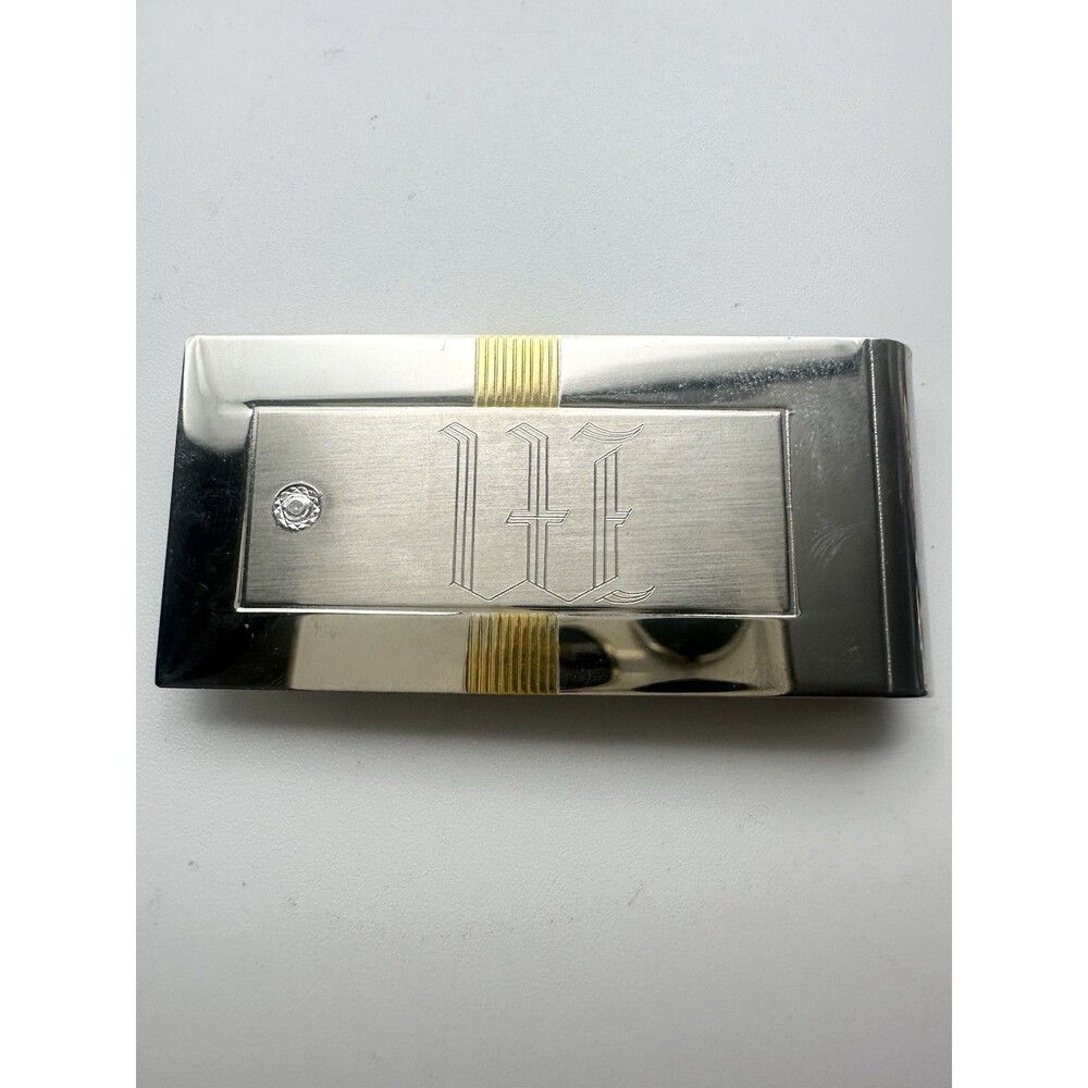 Vintage Gold Silver Two Tone Genuine Diamond Money Clip